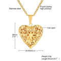 Elegant Vintage Heart Locket Pendant Necklace for Women & Girls – Gold Plated Hollow Carved Design – Photo Holder Gift Jewelry – Romantic Anniversary/Birthday Present. 