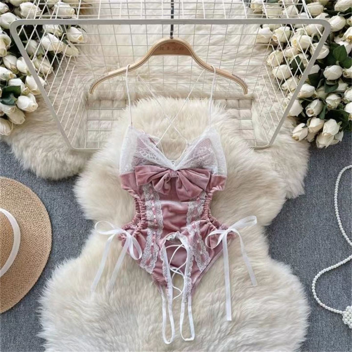 Chinese%20%20Transparent%20Vintage%20Embroidery%20Jacquard%20Halter%20Top%20Dressing%20Sleepwear%20Open%20Front%20Bindings%20Gauze%20Dress%204-Piece%20Set%20-%20Image%205