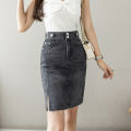 Autumn 2025 Plus Size Skirt For Women High Waist Large Size Slit Black Or Blue Jeans Skirts Korean Fashion Slim Jupe Femme.