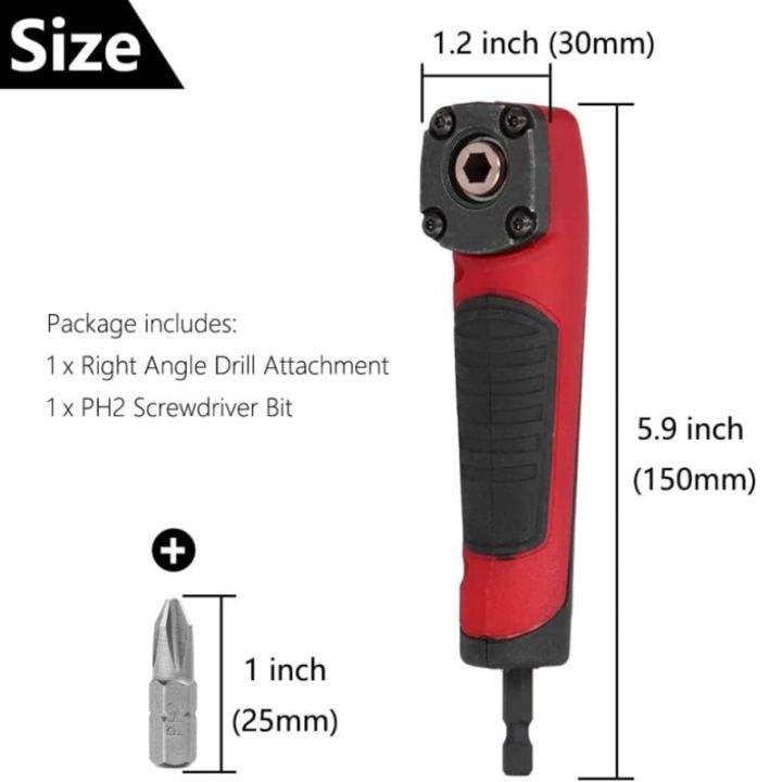Right Angle Drill Adapter Attachment – 4-Inch Corner Drill Bit Holder With Magnet For Tight Spaces, Vanadium Steel, Hex Shank For Screwdrivers & Drills