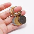 5pcs/lot Keychain With Pendant Bezel Blank Fit 25mm Cameo Glass Cabochon Base Setting DIY Keychain Key ring Supplies For Jewelry. 