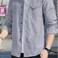 Four Seasons New Men's Shirt General Youth Business Men Long Sleeve Classic Style Oxford Spinning Gentleman Clothes. 