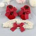 Cute Infant Headband Socks Combo - Breathable Bow Headband & Grip Socks for Baby (1 Set). 