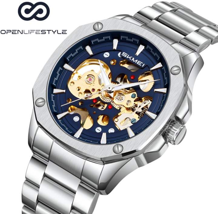 Skmei%209378%20Men%E2%80%99s%20Mechanical%20Wrist%20Watch%20Solid%20Stainless%20Steel%20Strap%20Automatic%20Minimalist%20Design%205mm%20Thick%20Luxury%20-%20Image%203