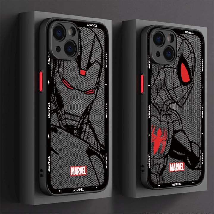 Luxury Marvel Spider Man Phone Case for Apple iPhone 15 Pro Max 14 Plus XR X 13 Mini XS Max 7 8 Plus 12 11 Pro Matte Cover
