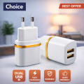 5V 2A Dual USB Wall Charger – Universal Power Adapter for Android, iPhone, Samsung, Realme, Xiaomi & More (Fast Charging Compatible). 