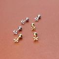 EVSIPOL Tiny Stainless Steel Screw Back Flower Stud Earrings for Women Simple Cute Cartilage Targus Helix Piercing Jewelry . 