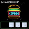 Burgers Open Neon Sign For Wall Decor Led For Business Food Neon Light Room Decor For Bar Party Snack Shop Restaurant . 