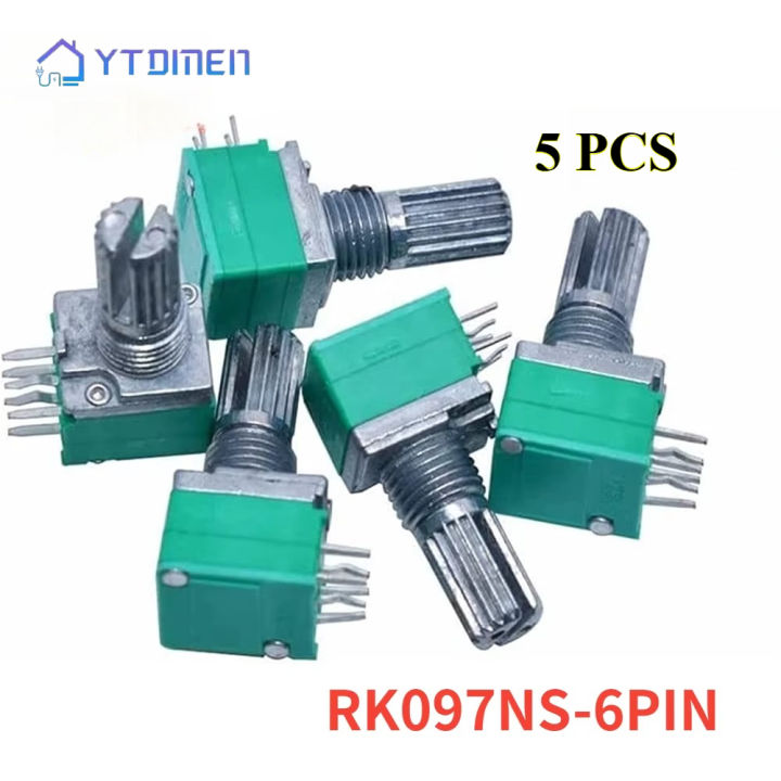 5PCS RK097NS 6Pin Potentiometer 5K 10K 20K 50K 100K 500K 15mm Switch ...