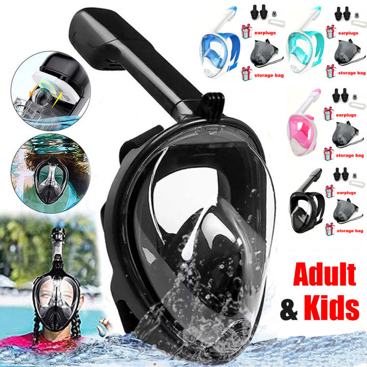 Full Face Dry Top Snorkel Mask for Adults Kids Snorkeling Gear 180 ...
