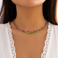 Lacteo Bohemia Multicolour Acrylic Seed Beads Necklace Women Handmade Strand Beaded Choker Short Neck Chain Simple Jewelry Party.