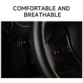 SEAMETAL Cowhide Steering Wheel Cover Soft Leather Steering Cover Wear-Resistant Anti Scratch Steer Wheel Protector for 37-39cm.