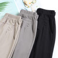 Summer Thin Breathable Elastic Pants 8XL Women's Solid Color High Waisted Loose Casual Pants Middle-aged Elastic straight leg.