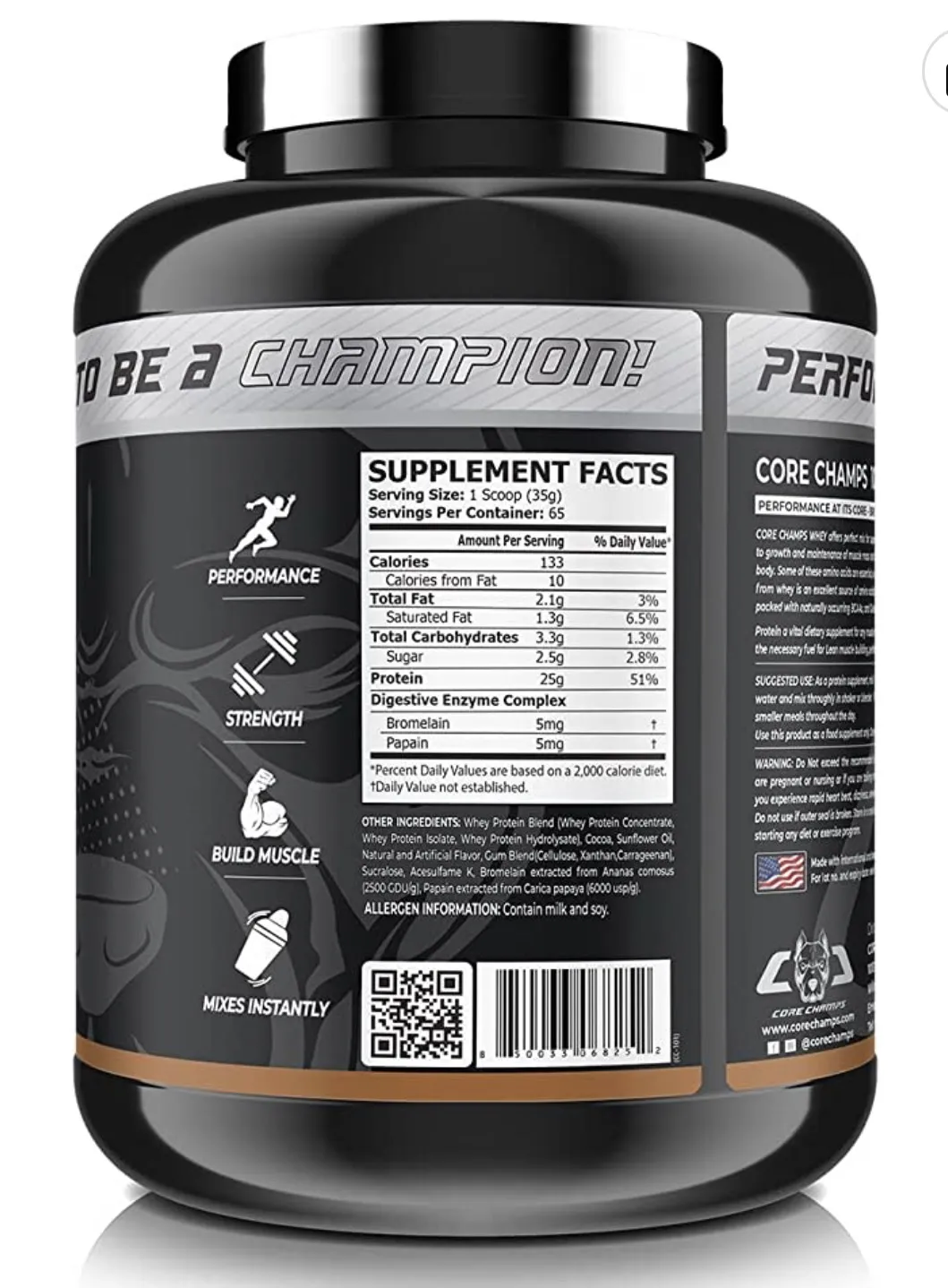 Core Champs Whey Protein 5lbs, 66 Servings (Rich Chocolate)