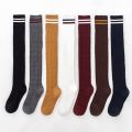 1 3 Pairs Women's Cotton Thigh High Socks Over The Knee Colorful Striped Pattern Casual Daily Wear Fashion Socks Black White. 