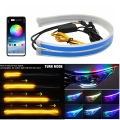 2pcs 12V RGB Car Led Strip Lights Flowing Turn Signal Lamp App Control Flexible Decorative Strip Waterproof DRL Day Running Lamp. 