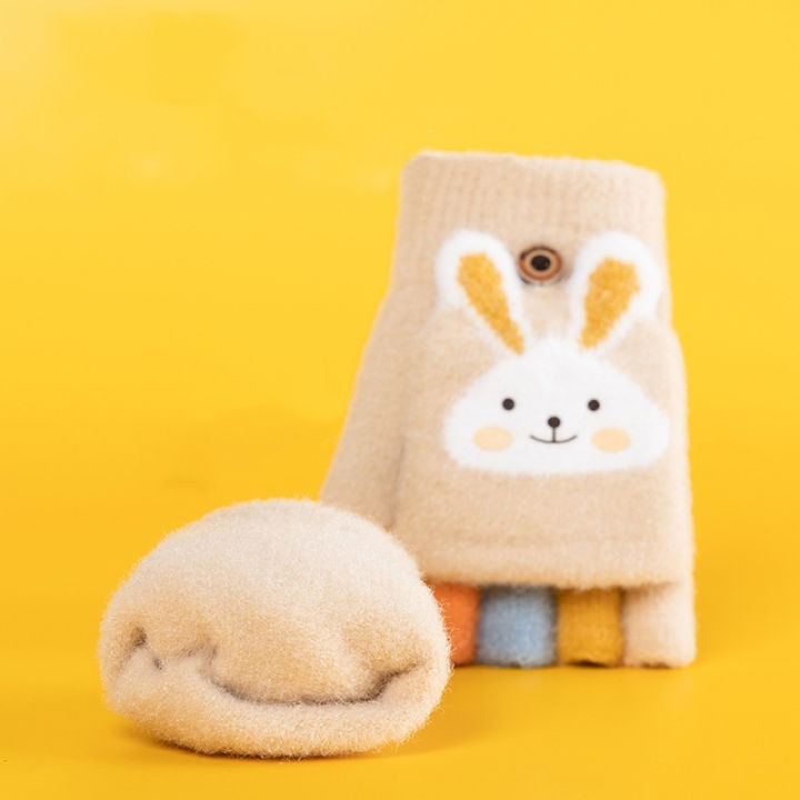Winter%20Children%20Cartoon%20Gloves%20Cute%20Rabbit%20Thick%20Warm%20Kids%20Half%20Finger%20Flip%20Mittens%20Outdoor%20Toddler%20Windproof%20Gloves%20For%201-12Yrs%20-%20Image%205