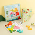 DIY Wooden Blocks Board 3D Cognitive Animal Traffic Montessori Sensory Game Educational Toys For Children Kids. 