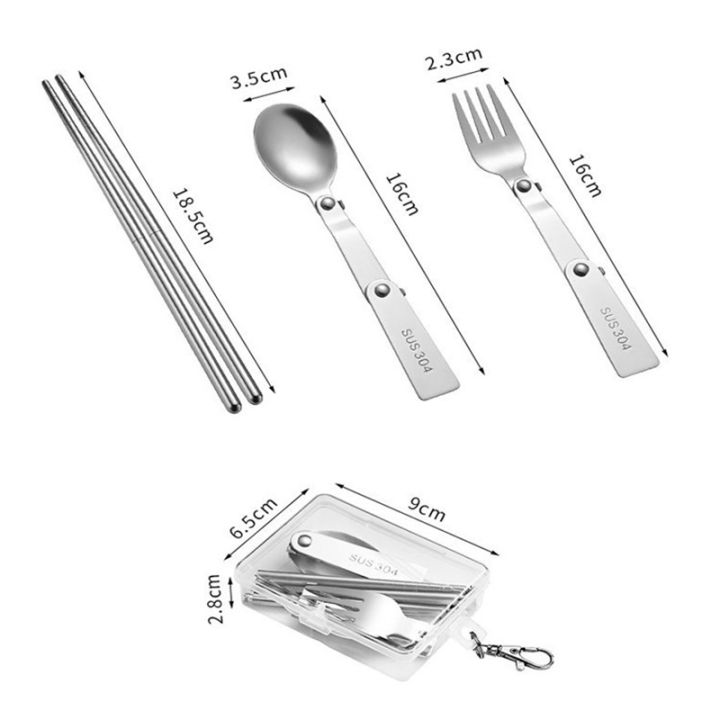 New%201Pc/3Pcs%20Portable%20Outdoor%20Cutleries%20Stainless%20Steel%20Spoon%20Fork%20Chopstick%20For%20Camping%20Travel%20School%20Use%20Folding%20Tablewares%20-%20Image%206