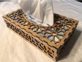 Laser Cut Jali Tissue Box cover in different styles in brown acrylic plastic 3mm sheet. 