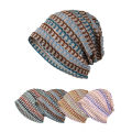 Bohemian Striped Hollow Out Knit Beanie Unisex Lightweight Breathable Mesh Slouch Hat for Summer. 