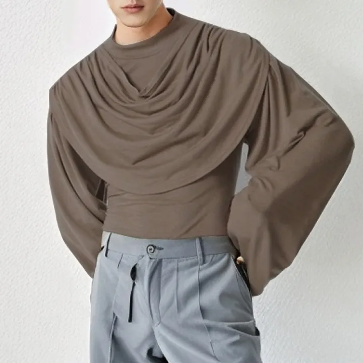 American%20Style%20New%20Men's%20Layered%20Design%20Swing%20Collar%20T%20Shirts%20Retro%20Streetwear%20Leisure%20Solid%20Long%20Sleeved%20Irregular%20Blouse%20S-2XL%20-%20Image%202