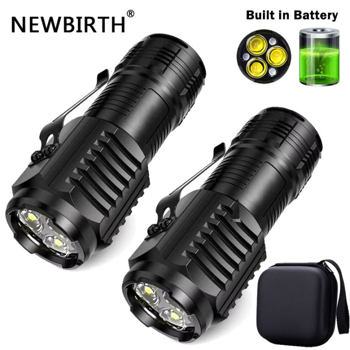 Mini 3LED Flashlight With Pen Clip，Night Walking, Portable Brightness,Rechargeable Waterproof Emergency Spotlight Outdoor Torch
