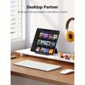Adjustable Portable Foldable Desktop Tablet & Phone Stand with Secure Clamps - Hands-Free Viewing Compact Design for Home. 
