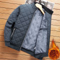 Autumn Winter Bomber Jacket Men Diamond Pattern Fleece Lined Casual Jacket Men Fashion Clothing 2026 Brand New Slim Fit Coat. 