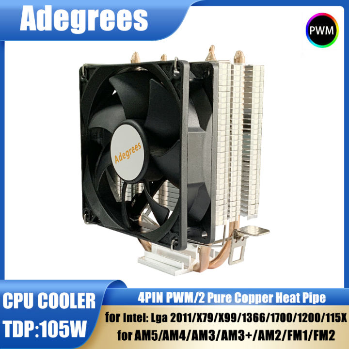 2 Heat Pipes CPU Air-cooled Cooler PC Processor Efficient Ventilador For Intel A 1155 1200 1700 2011 X79 X99 AMD AM4 AM3 AM5