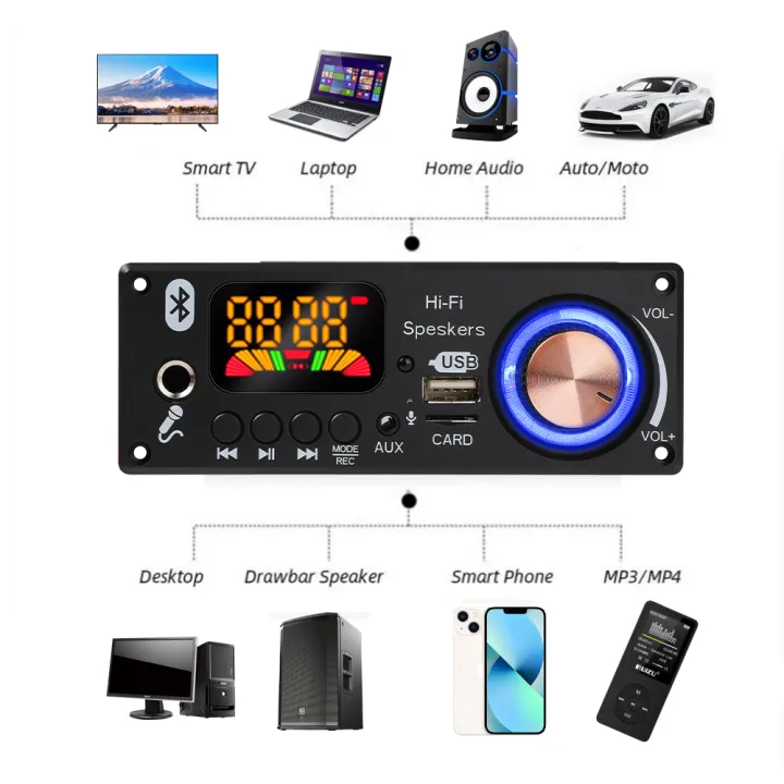 160W%20Amplifier%20Bluetooth%20Decoder%20Board%20DIY%2012V%206.5mm%20Microphone%20FM%20Radio%20TF%20USB%20Car%20Audio%20Music%20Player%20Speakers%20Volume%20Control%20-%20Image%204