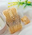 Bangle And  Ring Set Gold Color Adjustable Size. 