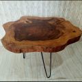 Custom Live Edge Coffee Tables – Rustic Minimalistic  sheesham Wood Slab Tables with Hairpin Legs – Natural Round Center Table for Living Room. 