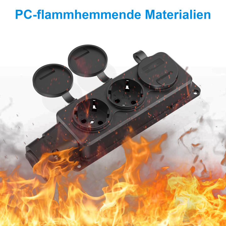 Compact Weatherproof Power Plug 2/4pcs EU German Outdoor Waterproof Outlet Rain Plug with Cover 16A ...