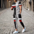 Summer Fashion Men's T-Shirt Suit Sportswear 3D Printed Sportswear Short Sleeved T-Shirt Long Pants Street Wear 2-Piece Set. 