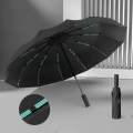 10Ribs Automatic Umbrella Rain Double Ribs Windproof 3Fold Portable Long Handle. 