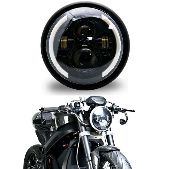 Motorcycle Projector LED Light Bulb Headlight For Honda Kawasaki Yamaha ...