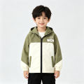 Children Boys Hooded Windbreaker Coat 2026 Spring Autumn Teen Color Blocking Zipper Casual Sports Outerwear Kids Waterproof Coat.