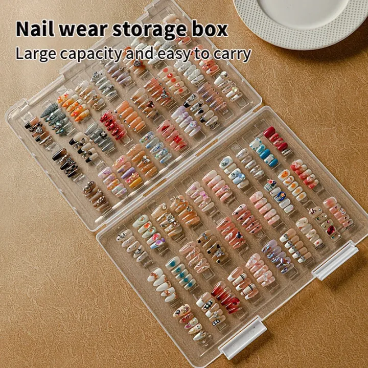 1Pc%20Dustproof%20Large%20Capacity%20Nail%20Art%20Storage%20Box%20Wearable%20Nail%20Patch%20Display%20Board%20Box%20Transparent%20Plastic%20Makeup%20Organizer%20-%20Image%204