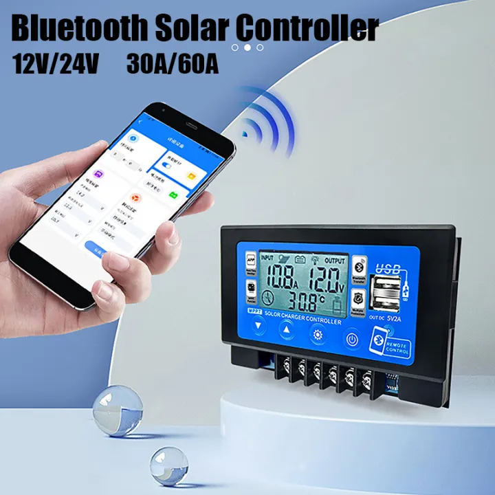 30A 60A Bluetooth Wift Solar Controller 5A Dual USB Output For Mobile ...
