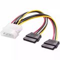 IDE Molex 4 Pin to 2x SATA Power Cable Serial ATA Y Splitter Hard Drive Dual Extension Cord Adapter Connector for PC Hardware.