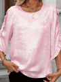 Ladies' large woven solid color casual elegant shirt.