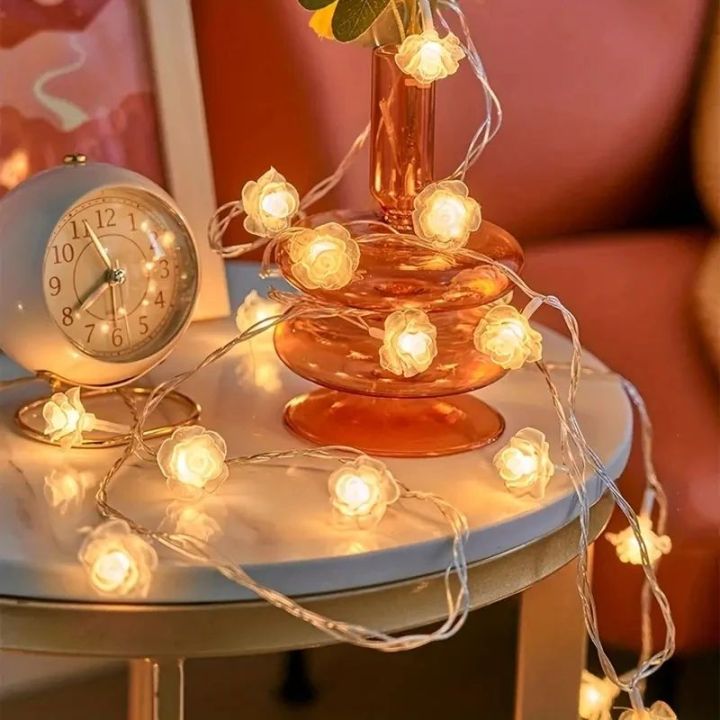 DecorZone 10/20/30 Silicon rose flower string light Battery operated