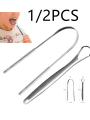 1/2Pcs Tongue Scraper Stainless Steel Tongue Cleaner Oral Care Hygiene Scraper Dental Oral Care Hygiene Health Care Tool. 