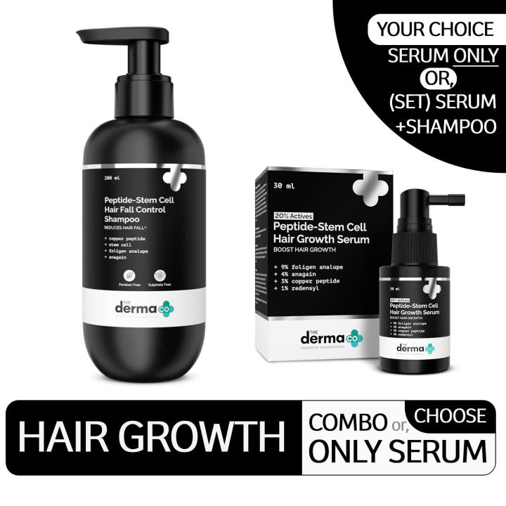 The Derma Co 20% Actives Peptide Stem Cell Hair Growth Serum-30Ml|With 9% Foligen Analupe|4% Anagain|3% Copper Peptide|1% Redensyl|Boosts Hair Growth|Promotes Healthy Scalp|For All Hair Types | From HyperMart | Hyper Mart | Election | buy during election 