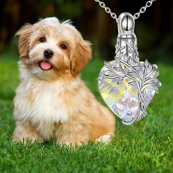 Heart Tree of Life Urn Necklace for Ashes Cremation Jewelry Crystal Memorial Mothers Day  for Women Mom Sister Friend