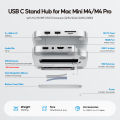 PULWTOP Mac Mini M4 Dock with 4TB SSD Enclosure, HDMI 4K 60Hz, USB A 2.0, SD/TF, Audio for Mac Mini M6, M5 Pro, M4/ M4 Pro. 