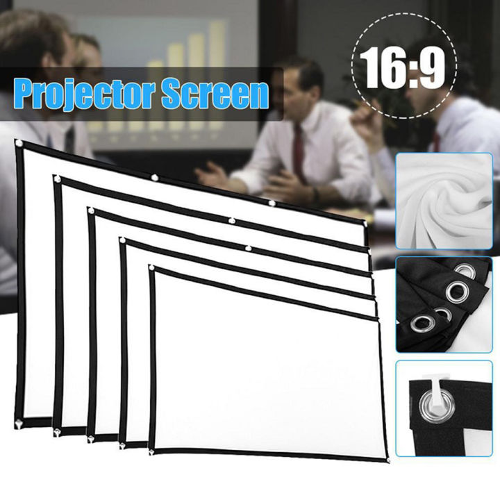 60 72 84 100 120 150 Inch Simple Foldable Projection Screen Polyester 16:9 Outdoor Full HD 1080P 4K Projector Screen Curtain