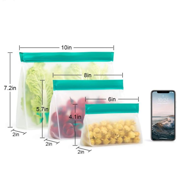 Reusable Ziplock Bags Food Preservation Bag Cover Reusable Peva Food Storage Bags Gallon Freezer Bags for Fridge Kitchen