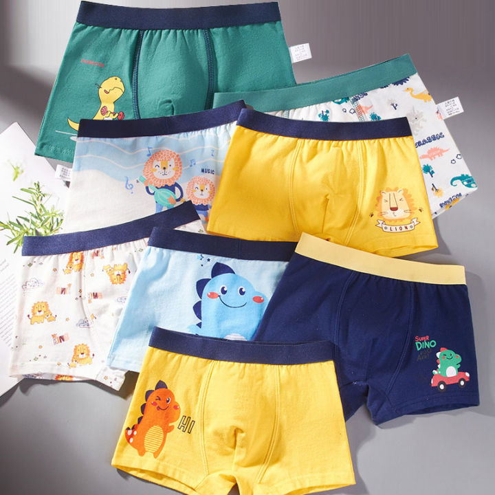 2/4 Pcs Boys Boxer Stes Briefs Kids Cotton Underwear Breathable Baby Underpants Teenager Cartoon Print Soft Children Panties New